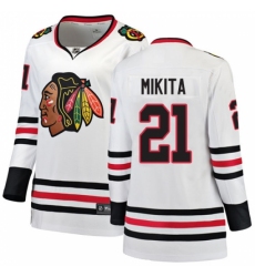Women's Chicago Blackhawks #21 Stan Mikita Authentic White Away Fanatics Branded Breakaway NHL Jersey