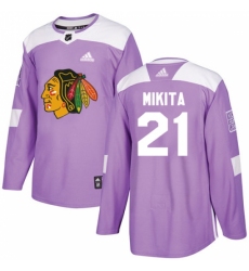 Youth Adidas Chicago Blackhawks #21 Stan Mikita Authentic Purple Fights Cancer Practice NHL Jersey