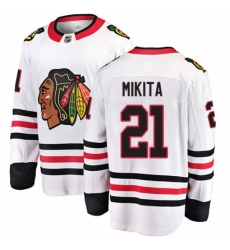 Youth Chicago Blackhawks #21 Stan Mikita Fanatics Branded White Away Breakaway NHL Jersey