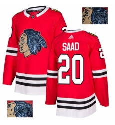 Men's Adidas Chicago Blackhawks #20 Brandon Saad Authentic Red Fashion Gold NHL Jersey