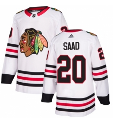 Men's Adidas Chicago Blackhawks #20 Brandon Saad Authentic White Away NHL Jersey