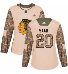 Women's Adidas Chicago Blackhawks #20 Brandon Saad Authentic Camo Veterans Day Practice NHL Jersey