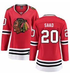 Women's Chicago Blackhawks #20 Brandon Saad Fanatics Branded Red Home Breakaway NHL Jersey