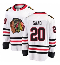 Youth Chicago Blackhawks #20 Brandon Saad Fanatics Branded White Away Breakaway NHL Jersey