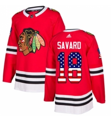 Men's Adidas Chicago Blackhawks #18 Denis Savard Authentic Red USA Flag Fashion NHL Jersey