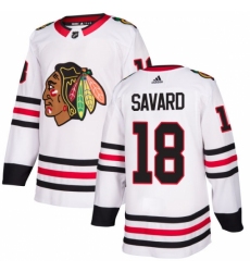 Men's Adidas Chicago Blackhawks #18 Denis Savard Authentic White Away NHL Jersey