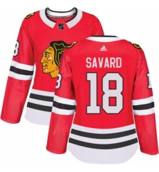 Women's Adidas Chicago Blackhawks #18 Denis Savard Authentic Red Home NHL Jersey