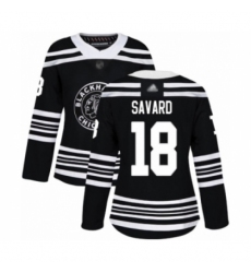 Women's Chicago Blackhawks #18 Denis Savard Authentic Black Alternate Hockey Jersey