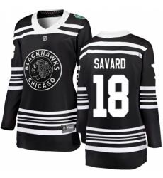 Women's Chicago Blackhawks #18 Denis Savard Black 2019 Winter Classic Fanatics Branded Breakaway NHL Jersey