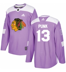 Men's Adidas Chicago Blackhawks #13 CM Punk Authentic Purple Fights Cancer Practice NHL Jersey