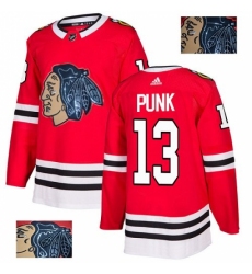 Men's Adidas Chicago Blackhawks #13 CM Punk Authentic Red Fashion Gold NHL Jersey