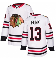 Men's Adidas Chicago Blackhawks #13 CM Punk Authentic White Away NHL Jersey