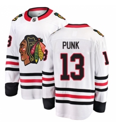 Men's Chicago Blackhawks #13 CM Punk Fanatics Branded White Away Breakaway NHL Jersey