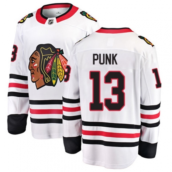Men's Chicago Blackhawks #13 CM Punk Fanatics Branded White Away Breakaway NHL Jersey Men's Chicago Blackhawks #13 CM Punk Fanatics Branded White Away Breakaway NHL Jersey