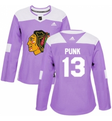 Women's Adidas Chicago Blackhawks #13 CM Punk Authentic Purple Fights Cancer Practice NHL Jersey