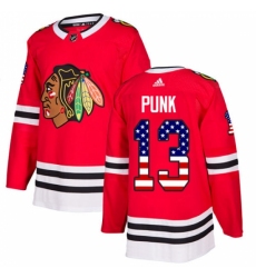 Youth Adidas Chicago Blackhawks #13 CM Punk Authentic Red USA Flag Fashion NHL Jersey