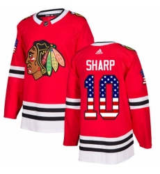 Men's Adidas Chicago Blackhawks #10 Patrick Sharp Authentic Red USA Flag Fashion NHL Jersey