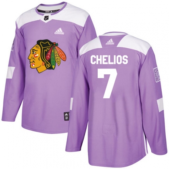 Men's Adidas Chicago Blackhawks #7 Chris Chelios Authentic Purple Fights Cancer Practice NHL Jersey Men's Adidas Chicago Blackhawks #7 Chris Chelios Authentic Purple Fights Cancer Practice NHL Jersey