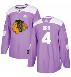 Men's Adidas Chicago Blackhawks #4 Bobby Orr Authentic Purple Fights Cancer Practice NHL Jersey