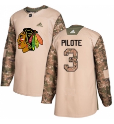 Men's Adidas Chicago Blackhawks #3 Pierre Pilote Authentic Camo Veterans Day Practice NHL Jersey