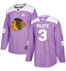 Men's Adidas Chicago Blackhawks #3 Pierre Pilote Authentic Purple Fights Cancer Practice NHL Jersey