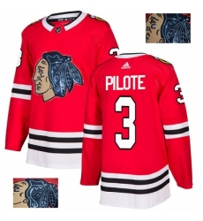 Men's Adidas Chicago Blackhawks #3 Pierre Pilote Authentic Red Fashion Gold NHL Jersey