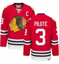 Men's CCM Chicago Blackhawks #3 Pierre Pilote Premier Red New Throwback NHL Jersey