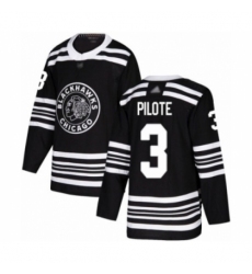 Men's Chicago Blackhawks #3 Pierre Pilote Authentic Black Alternate Hockey Jersey