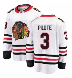 Men's Chicago Blackhawks #3 Pierre Pilote Fanatics Branded White Away Breakaway NHL Jersey