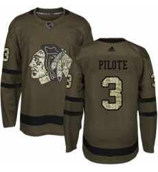 Men's Reebok Chicago Blackhawks #3 Pierre Pilote Authentic Green Salute to Service NHL Jersey