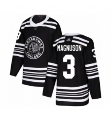 Men's Chicago Blackhawks #3 Keith Magnuson Authentic Black Alternate Hockey Jersey