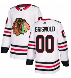 Men's Adidas Chicago Blackhawks #00 Clark Griswold Authentic White Away NHL Jersey