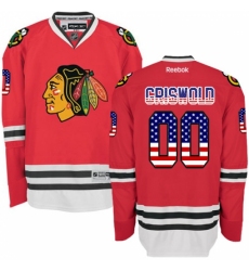 Men's Reebok Chicago Blackhawks #00 Clark Griswold Authentic Red USA Flag Fashion NHL Jersey