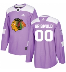 Youth Adidas Chicago Blackhawks #00 Clark Griswold Authentic Purple Fights Cancer Practice NHL Jersey