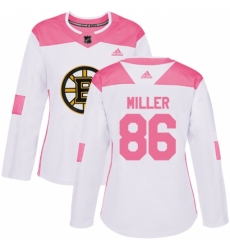 Women's Adidas Boston Bruins #86 Kevan Miller Authentic White/Pink Fashion NHL Jersey