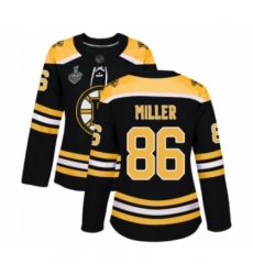 Women's Boston Bruins #86 Kevan Miller Authentic Black Home 2019 Stanley Cup Final Bound Hockey Jersey