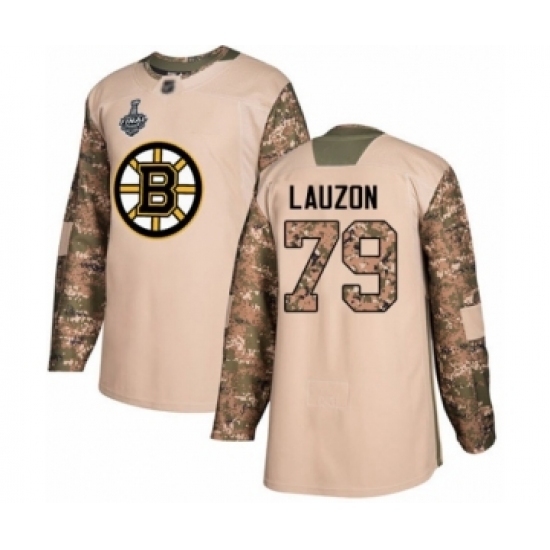 Men's Boston Bruins #79 Jeremy Lauzon Authentic Camo Veterans Day Practice 2019 Stanley Cup Final Bound Hockey Jersey Men's Boston Bruins #79 Jeremy Lauzon Authentic Camo Veterans Day Practice 2019 Stanley Cup Final Bound Hockey Jersey
