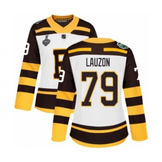 Women's Boston Bruins #79 Jeremy Lauzon Authentic White Winter Classic 2019 Stanley Cup Final Bound Hockey Jersey Women's Boston Bruins #79 Jeremy Lauzon Authentic White Winter Classic 2019 Stanley Cup Final Bound Hockey Jersey