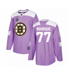 Men's Boston Bruins #77 Ray Bourque Authentic Purple Fights Cancer Practice 2019 Stanley Cup Final Bound Hockey Jersey