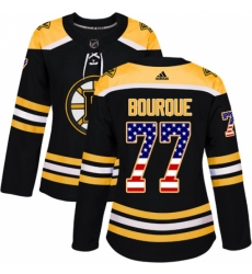 Women's Adidas Boston Bruins #77 Ray Bourque Authentic Black USA Flag Fashion NHL Jersey