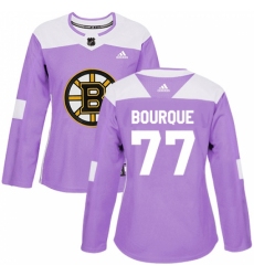 Women's Adidas Boston Bruins #77 Ray Bourque Authentic Purple Fights Cancer Practice NHL Jersey