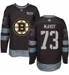 Men's Adidas Boston Bruins #73 Charlie McAvoy Authentic Black 1917-2017 100th Anniversary NHL Jersey
