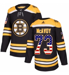 Men's Adidas Boston Bruins #73 Charlie McAvoy Authentic Black USA Flag Fashion NHL Jersey