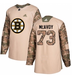Men's Adidas Boston Bruins #73 Charlie McAvoy Authentic Camo Veterans Day Practice NHL Jersey