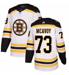 Men's Adidas Boston Bruins #73 Charlie McAvoy Authentic White Away NHL Jersey