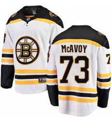 Men's Boston Bruins #73 Charlie McAvoy Authentic White Away Fanatics Branded Breakaway NHL Jersey