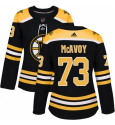 Women's Adidas Boston Bruins #73 Charlie McAvoy Authentic Black Home NHL Jersey