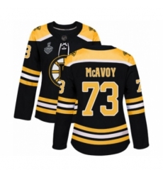 Women's Boston Bruins #73 Charlie McAvoy Authentic Black Home 2019 Stanley Cup Final Bound Hockey Jersey
