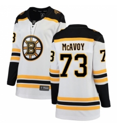 Women's Boston Bruins #73 Charlie McAvoy Authentic White Away Fanatics Branded Breakaway NHL Jersey