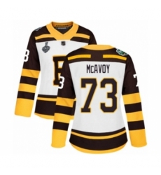 Women's Boston Bruins #73 Charlie McAvoy Authentic White Winter Classic 2019 Stanley Cup Final Bound Hockey Jersey